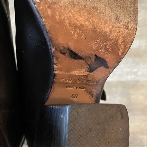 Rag & Bone Harrow Black Leather Ankle Boots Sz 40 - Picture 9 of 16
